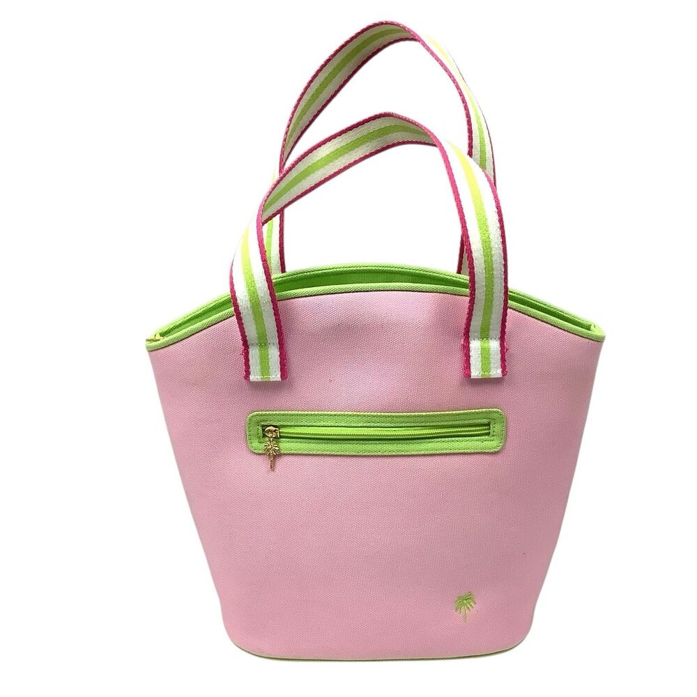 Vintage Lilly Pulitzer Pink Green Beach Tennis Handbag Tote Shoulder Bag Purse